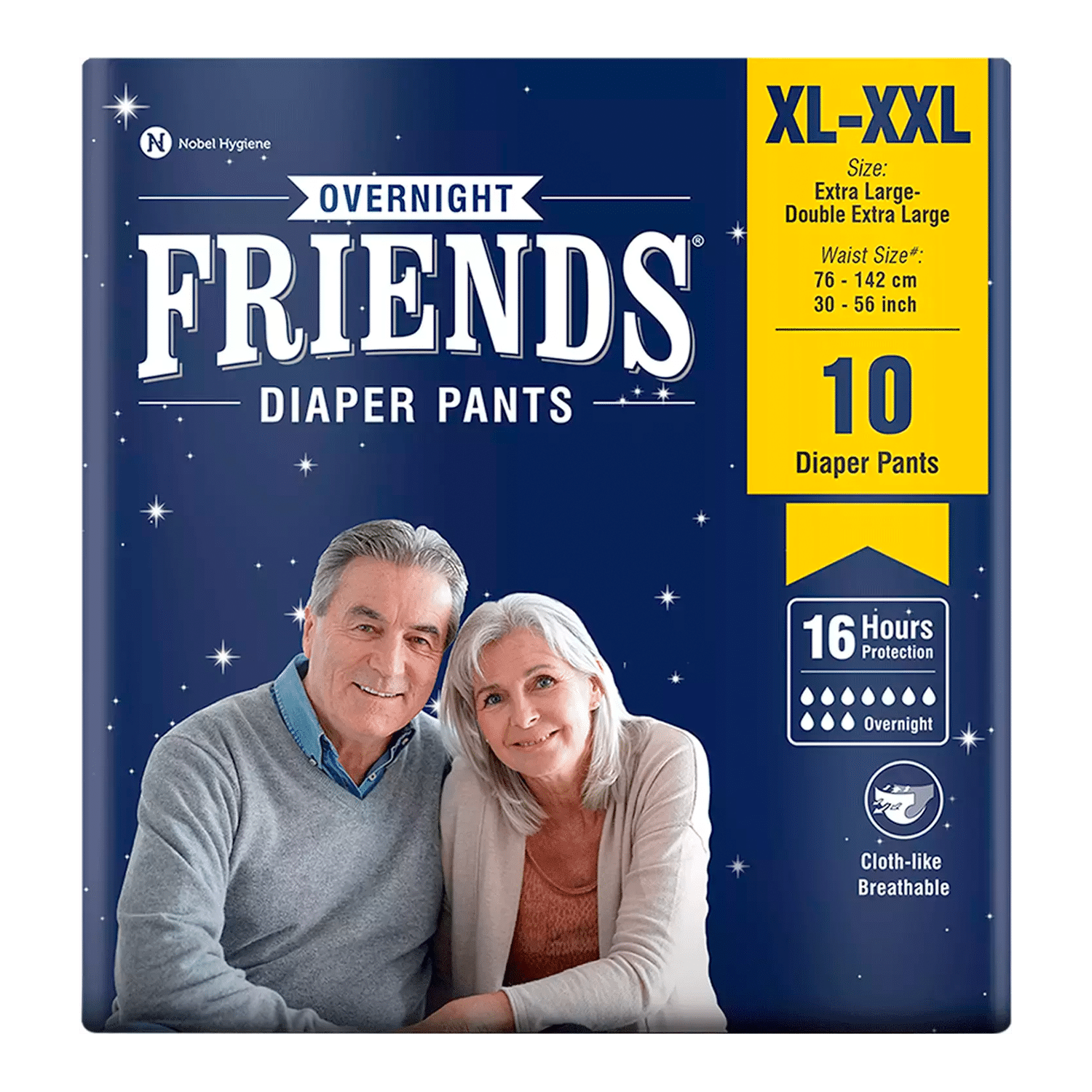 Friends Overnight Adult Diapers Pants Style - 10 Count (Xl-Xxl) Waist 30-56 Inch